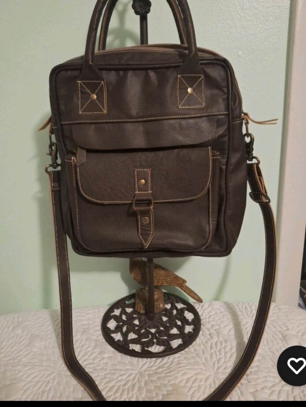 Classic Brown Pebbled  Leather Messenger Bag for Women Or Men - Versatile Carry